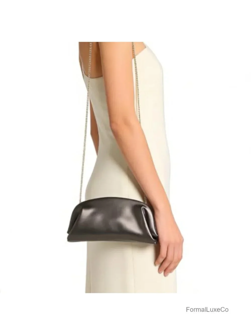 Formal Clutch Purse with Detachable Metal Chain, PU Leather, Cloud Design, Snap